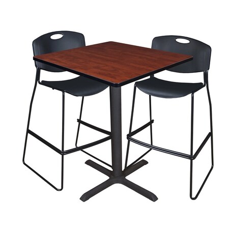 Cain Cain Cafe Table & Chair Set, 36 W, 36 L, 42 H, Cherry TCB3636CH4495BK